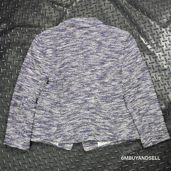 Ann Taylor Marled Blue and White Knit Blazer - Picture 7 of 9